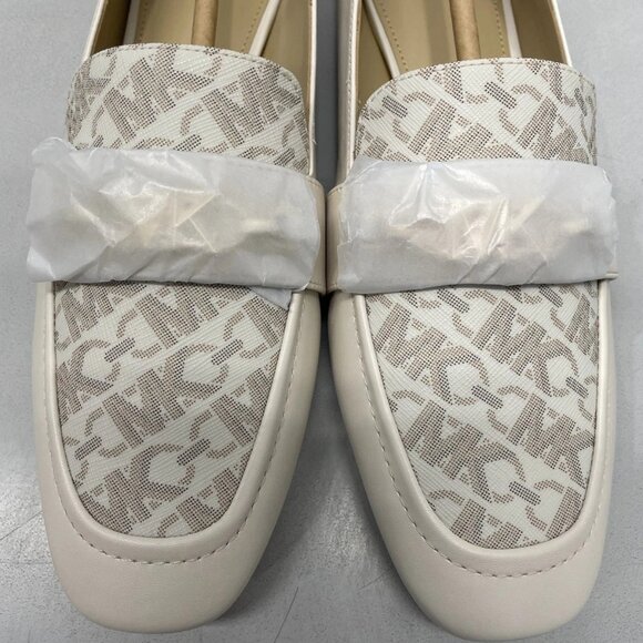 Michael Kors Tiffanie Loafer Flat Women’s 8.5 | Vanilla Logo Print Cushioned Ca - Picture 1 of 2